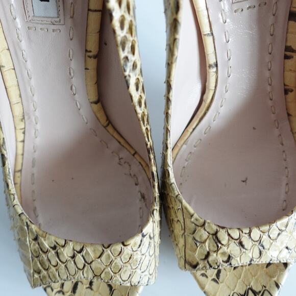 Vintage Y2K Miu Miu Python Snakeskin Peep Toe High Heel Platform Pumps - Picture 7 of 16